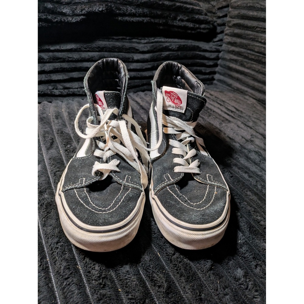 Vans Sk8-Hi Black White Suede Canvas High Top Skate Shoes Mens 7 Womens 8.5